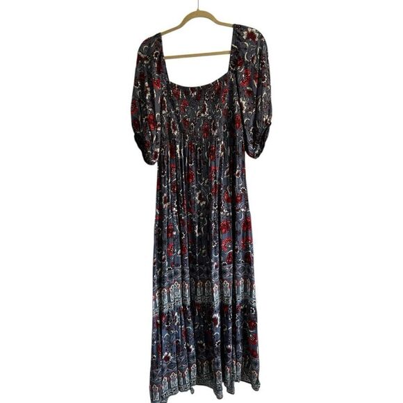 Knox Rose Sky Blue Boho Bohemian Midi Dress Size XXL Tiered Bishop Sleeve - Picture 5 of 13